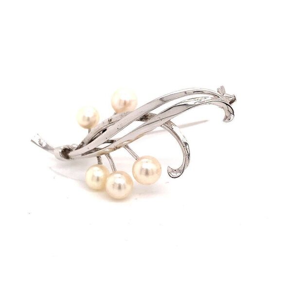 Mikimoto Estate Akoya Pearl Brooch Pin Sterling Silver 6.6mm 5.43 gr M185 - Picture 11 of 12